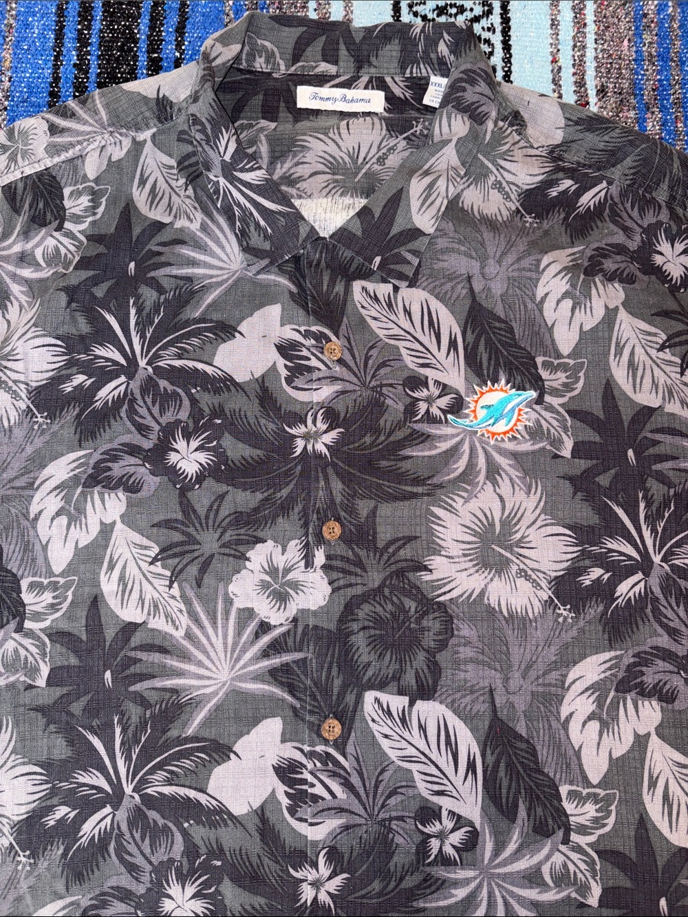 Tommy Bahama Miami Dolphins Hawaiian Button Down Shirt
